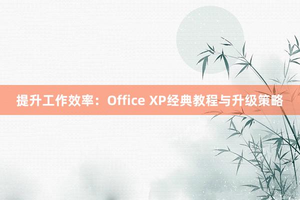 提升工作效率：Office XP经典教程与升级策略